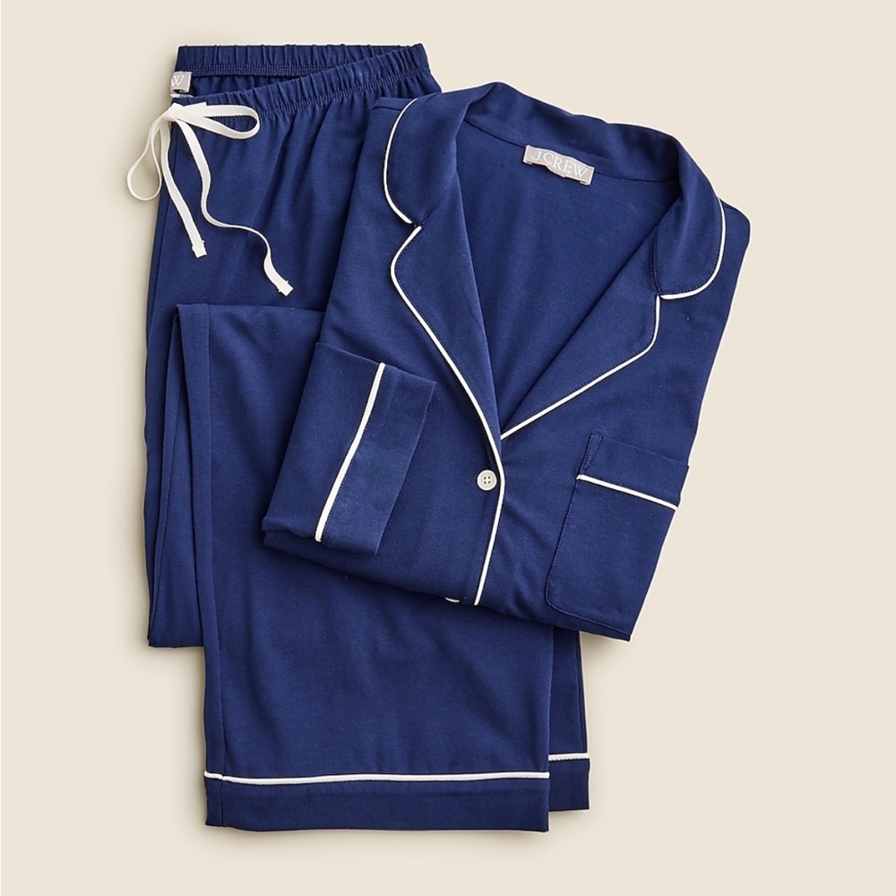 NWOT J.Crew Dreamy cotton-blend pajama pant set Navy Small top Medium bottom